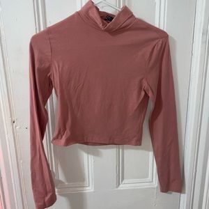 Pink Turtleneck Crop Top